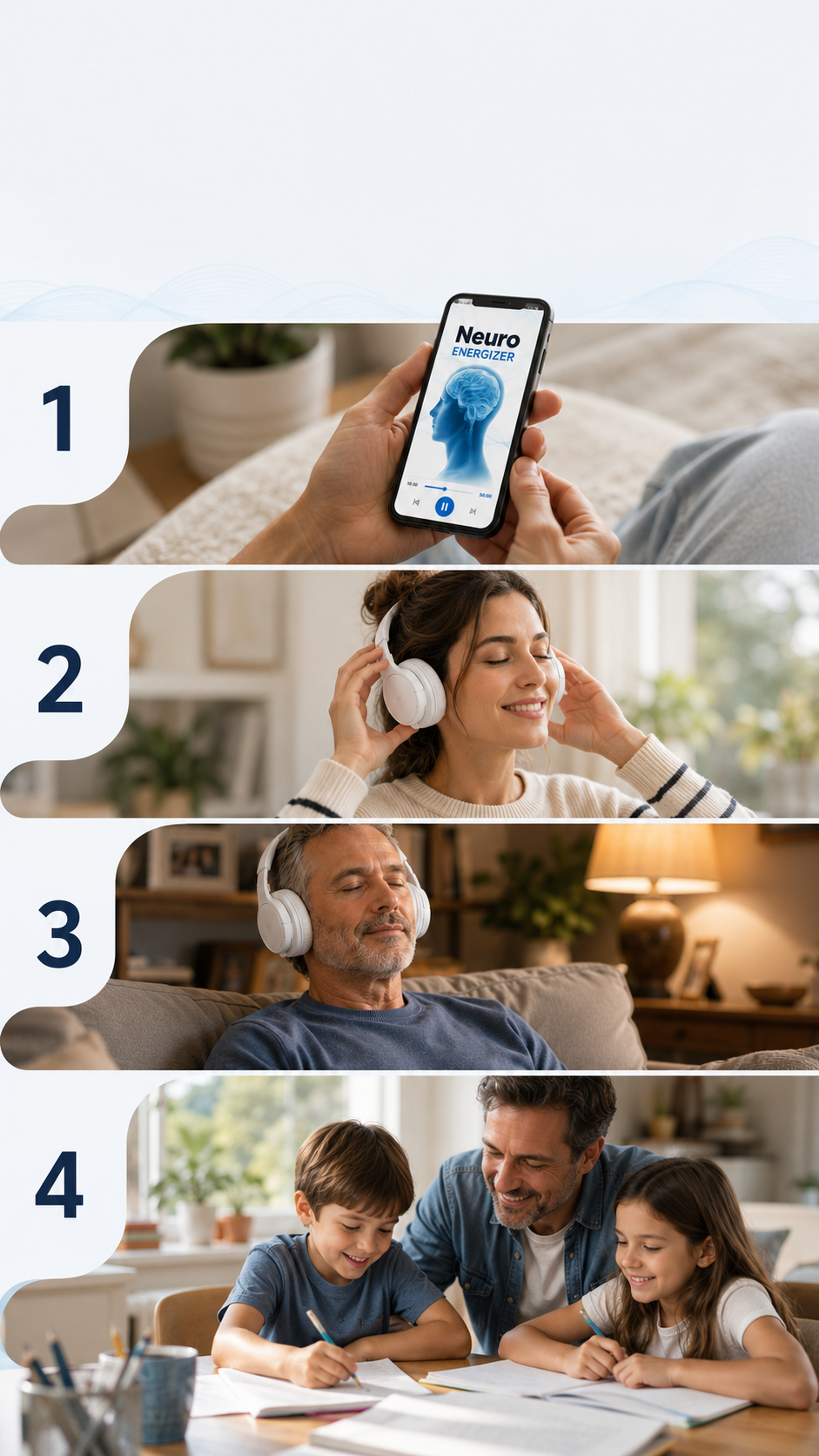 Four-step Neuro Energizer listening routine